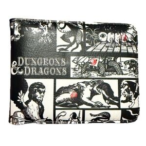Dungeons & Dragons Bi-Fold Wallet Monster Illustration Blocks Black White New